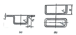 Hole distance and radius of deep drawing